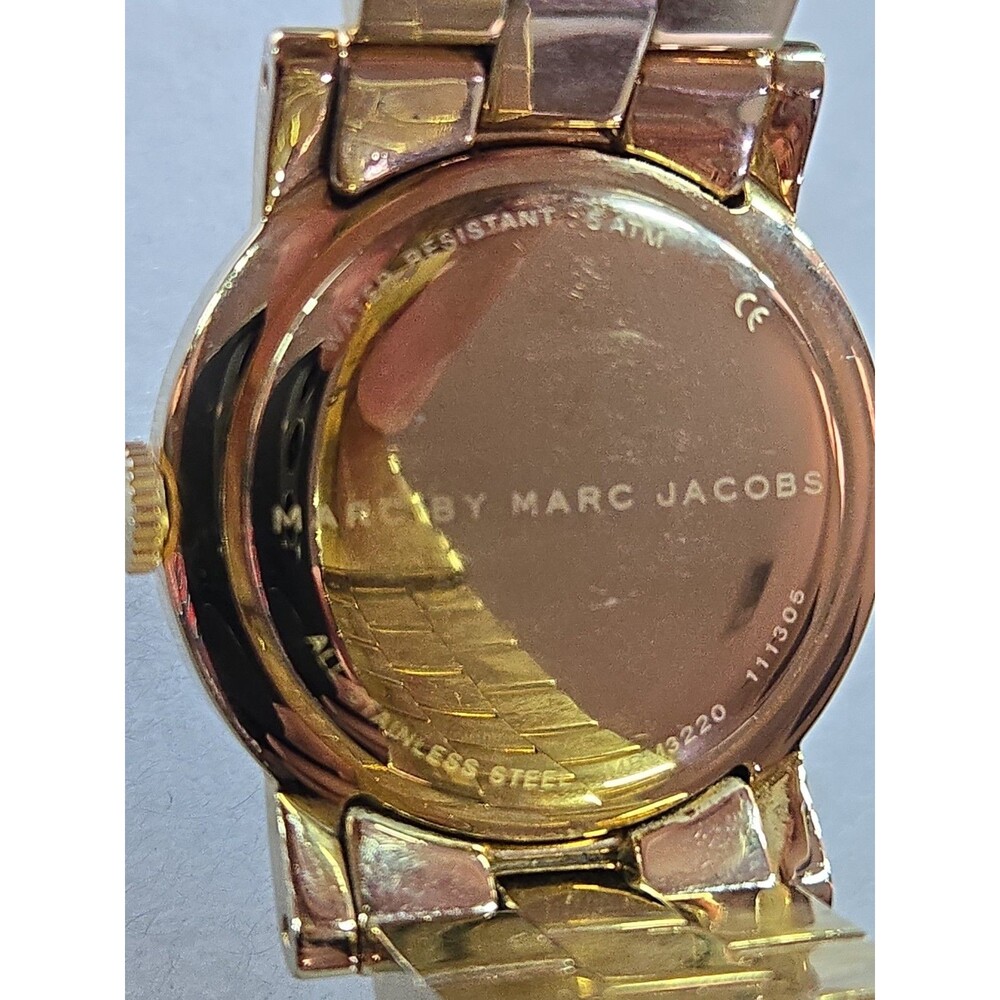 Marc Jacobs Amy Aqua Blue Gold Tone Womens 36mm Dress Watch Classic New Battery - Picture 12 of 14